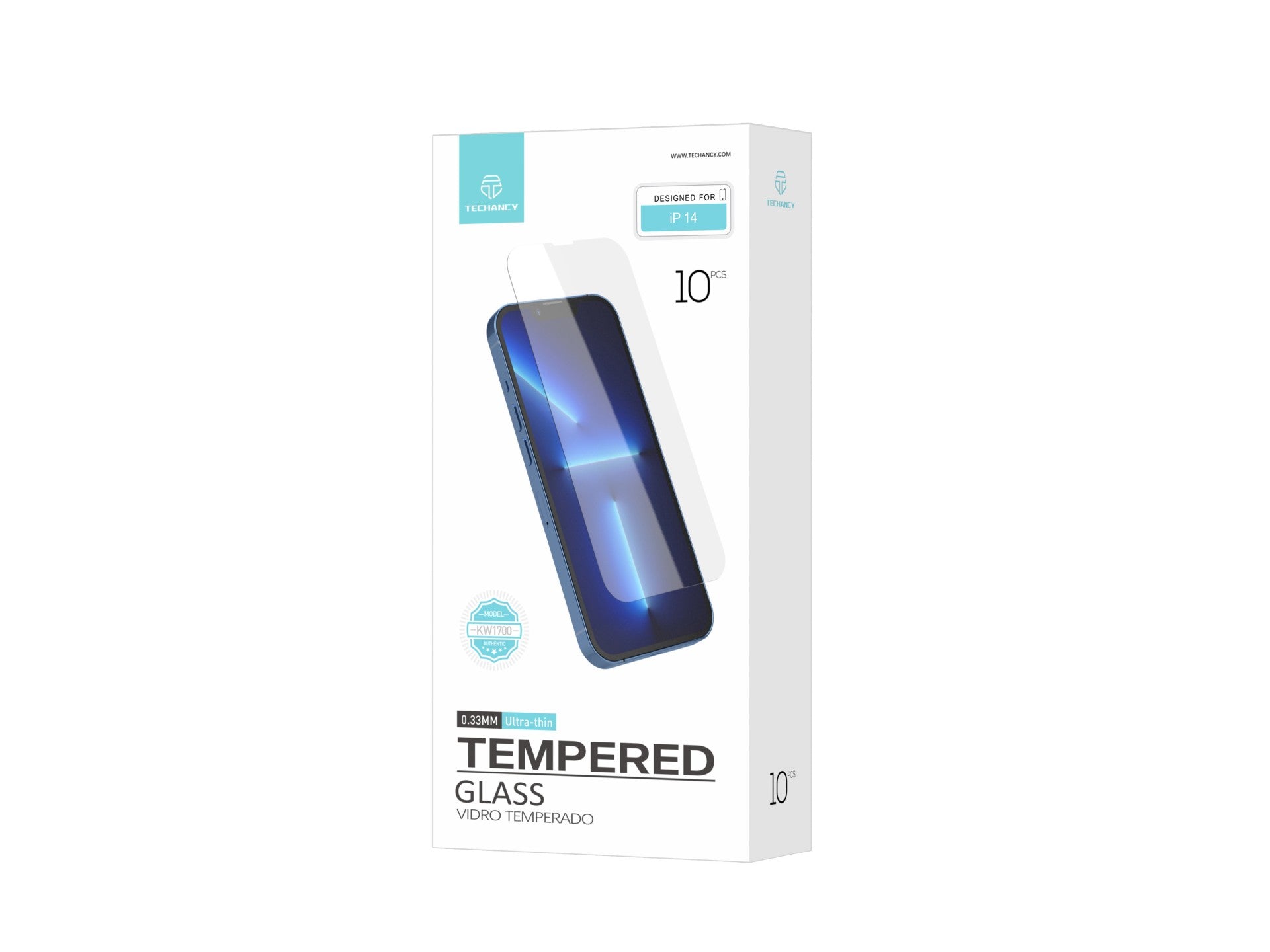 Techancy Película de Vidro Temperado  para iPhone 14 KW1700 , 0.33MM, Anti-riscos, Alta Transparência, Fácil Aplicação