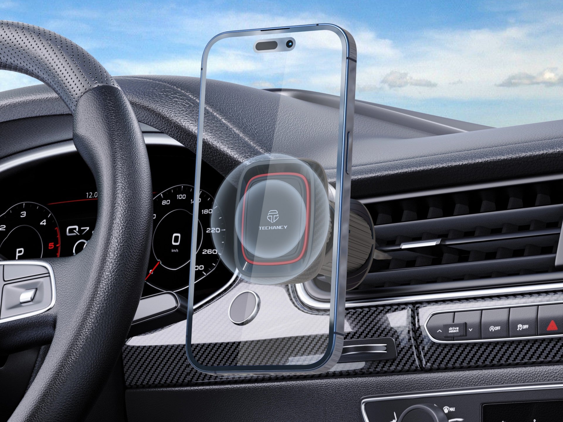 Soporte magnético para teléfono de coche Techancy Ti2308, para una sola mano, rotación de 360 grados