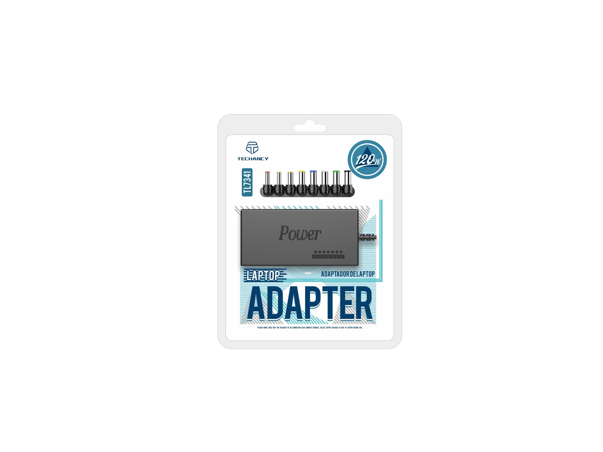 Techancy Adaptador Universal para Laptop 120W TL7341 Preto, Entrada 110-240V, Saída 120W, com Várias Conexões