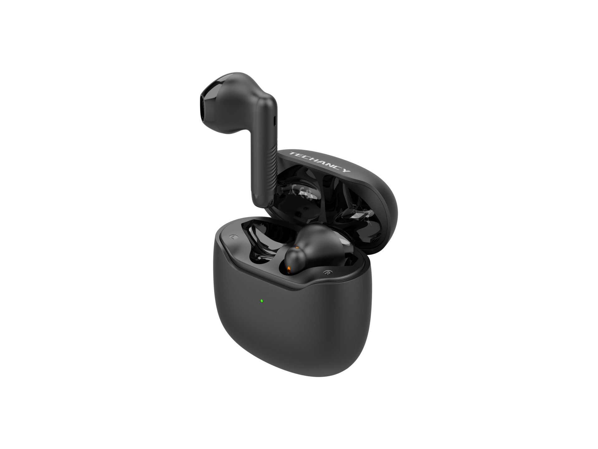 Techancy KP2709 TWS Wireless Earphones 5.3 Bluetooth Type C Port 10m Distance 5h Music Charging Case 320mAh Black