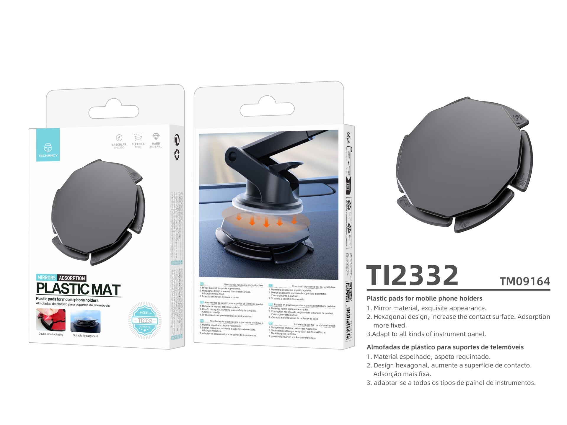Techancy Almofada De Plástico Para Suporte De Telemóvel Preto Ti2332 Para O Painel De Instrumentos Do Carro Para Aumentar A Aderência.