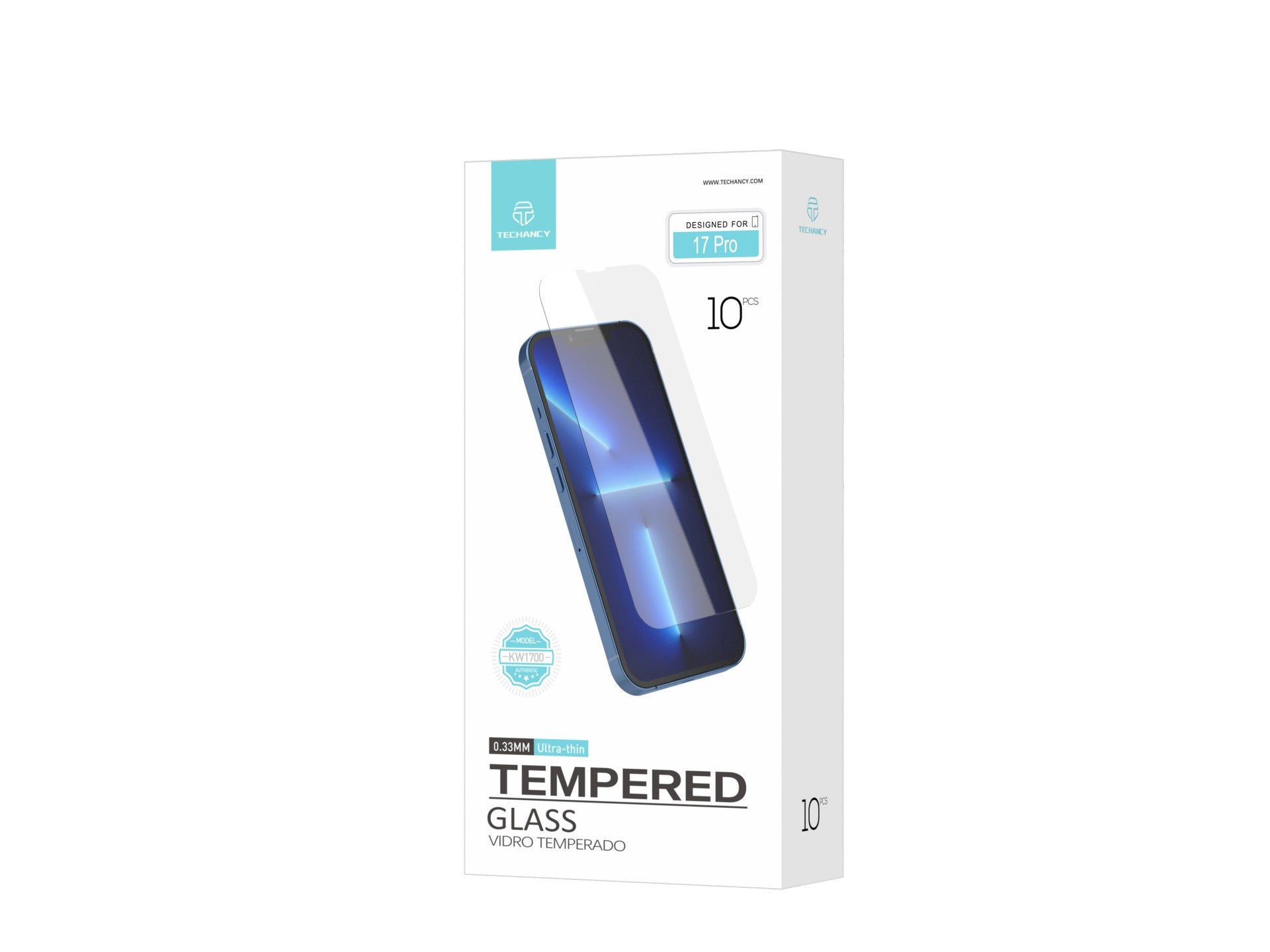 Techancy Tempered Glass Screen Protector for iPhone 17 Pro KW1700, 0.33MM Ultra Thin, Anti-Fingerprint, Anti-Scratch, HD Clear
