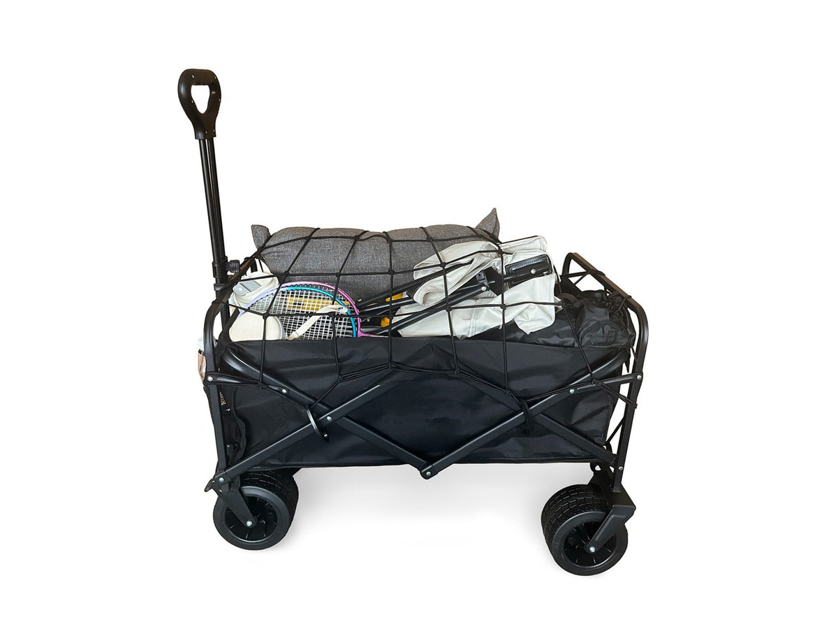 Techancy Carrinho Dobrável Multiusos TM25400 para Campismo e Compras, 4 Rodas, Pega Telescopica, Preto
