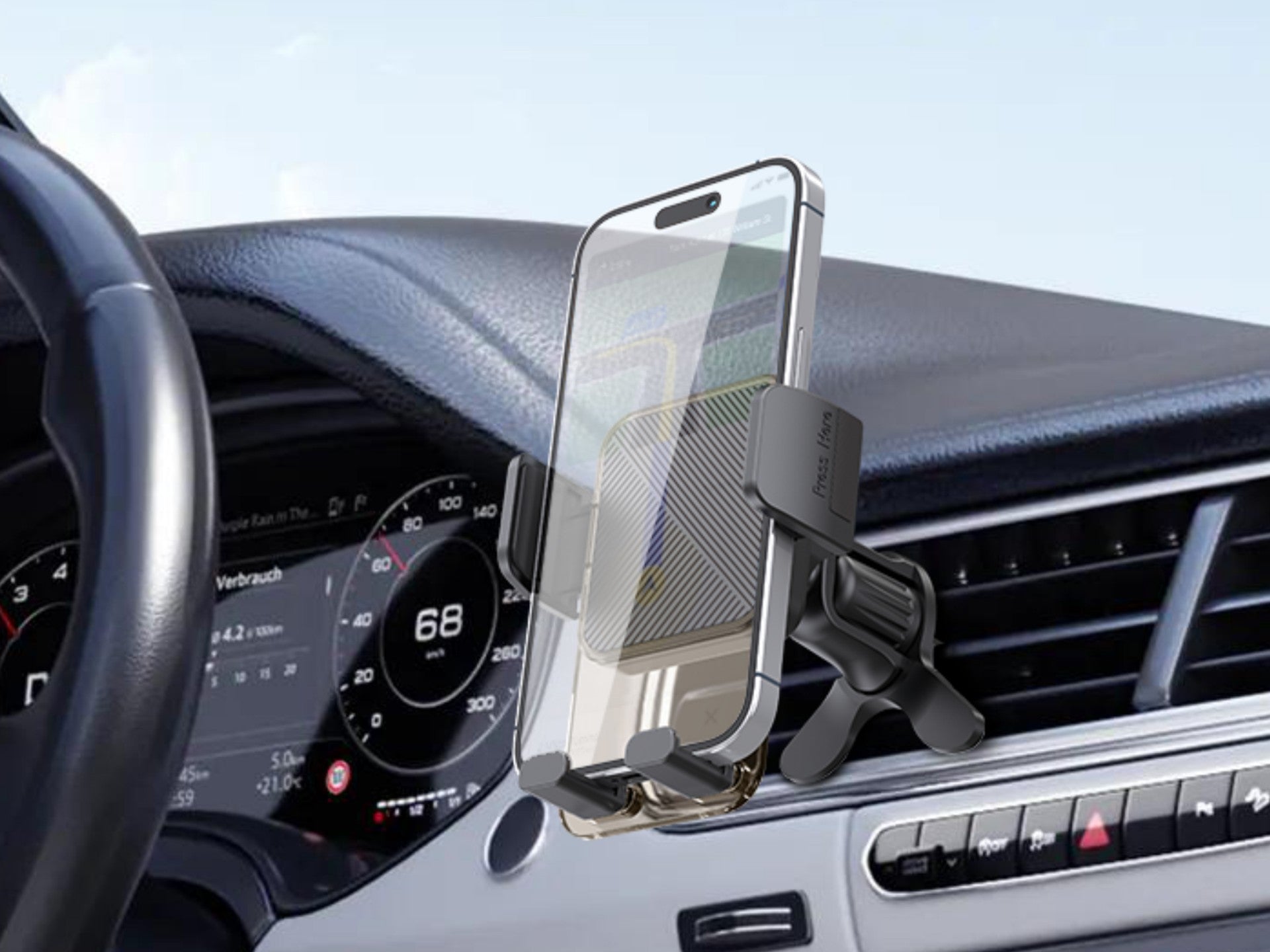 Techancy TI2335 Mobile Phone Holder, One-Hand Operation, High-Strength ABS, for 4.7"-7.2" Smartphones, Black