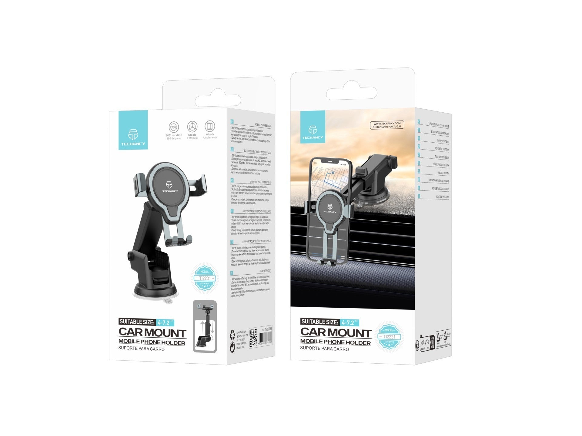 Techancy Suporte Para Telemóvel De Mota Com Função Impermeável Preto+Vermelho Ti2261, Suporte Universal Para Espelho De Mota,