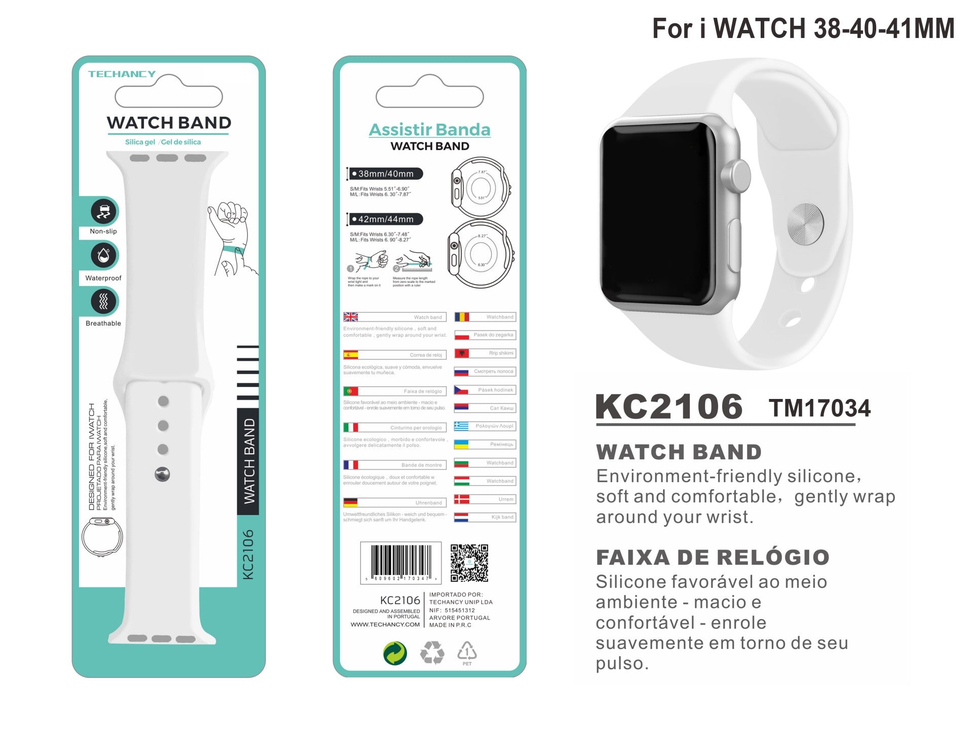 Pulsera de silicona gris Techancy KC2106, compatible con Apple Watch 42/44/45/49 mm, hecha de silicona, suave y cómoda.