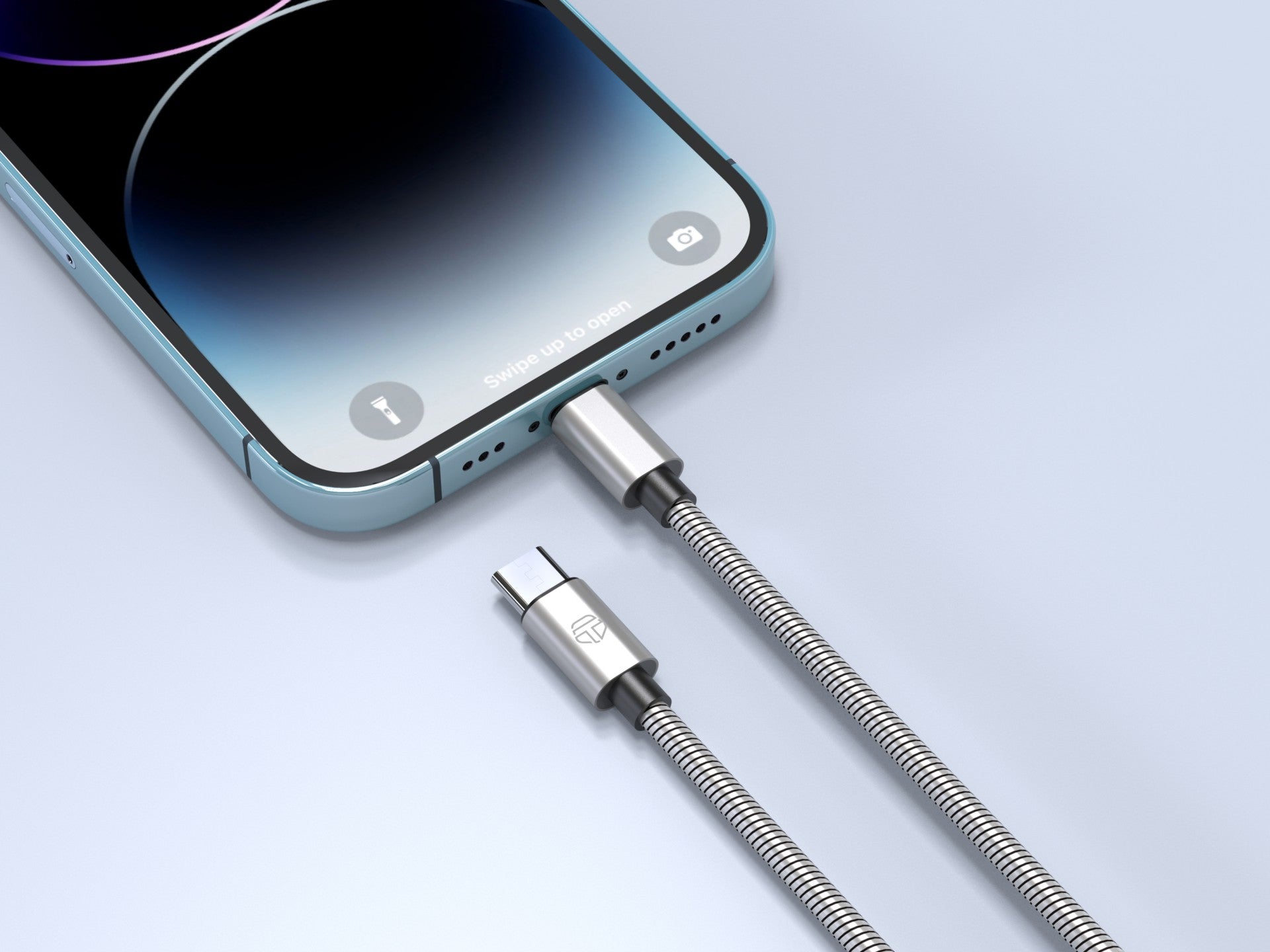 Techancy Cabo Usb C Para Lightning 1m TB1796, Design Totalmente Metálico, Resistente A Animais, Carregamento Rápido De 30 Watts