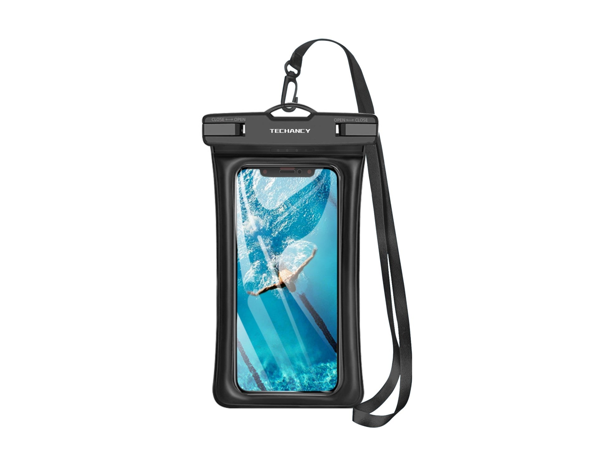 Techancy Bolsa Para Telemóvel À Prova De Água TU7445, 5,5-7,5 Polegadas À Prova De Água, Bolsa De Ar Flutuante, Preto