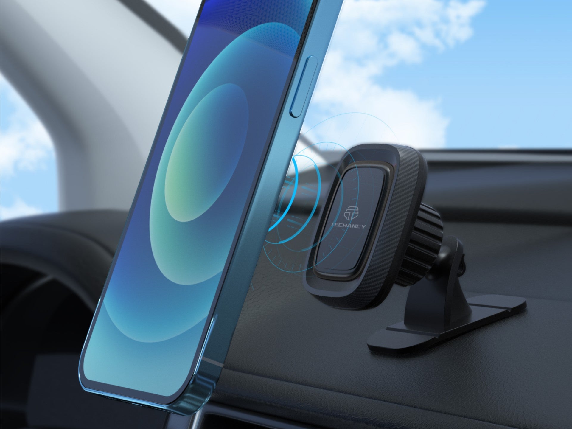 Soporte magnético para teléfono de coche Techancy Ti2285, con gran capacidad de adsorción magnética. Negro y rojo.