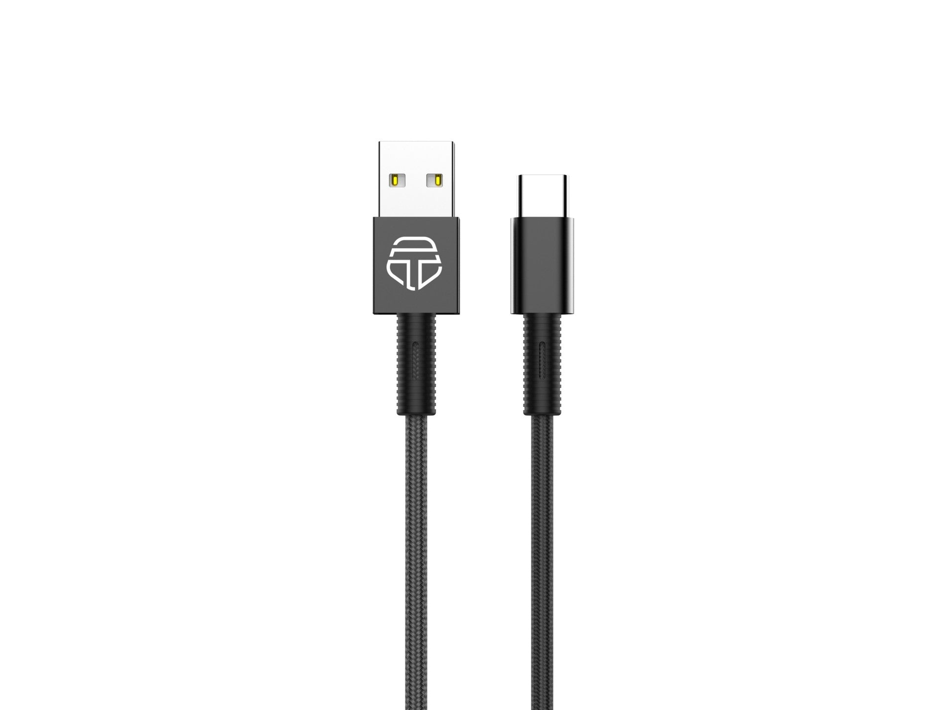 Techancy Cabo De Dados Usb- Tipo C Preto TB1717, Carregamento Rápido De 2,4 A, Liga De Alumínio + Entrançado 1,2 M