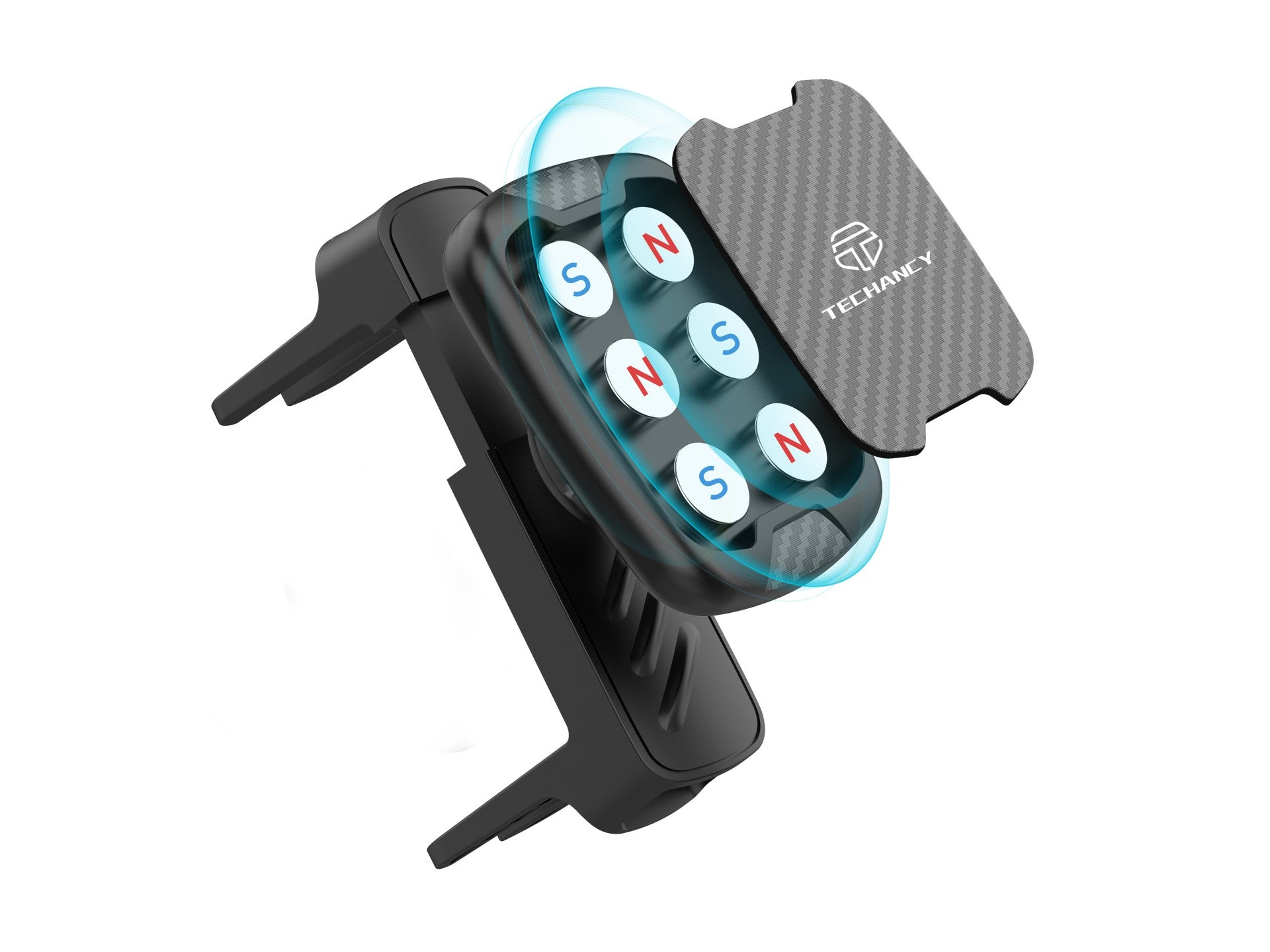 Techancy Suporte Magnético Para Telemóvel Para Automóvel Ti2312 Preto, Compatível Com As Saídas De Ar Redondas Da Mercedes-Benz