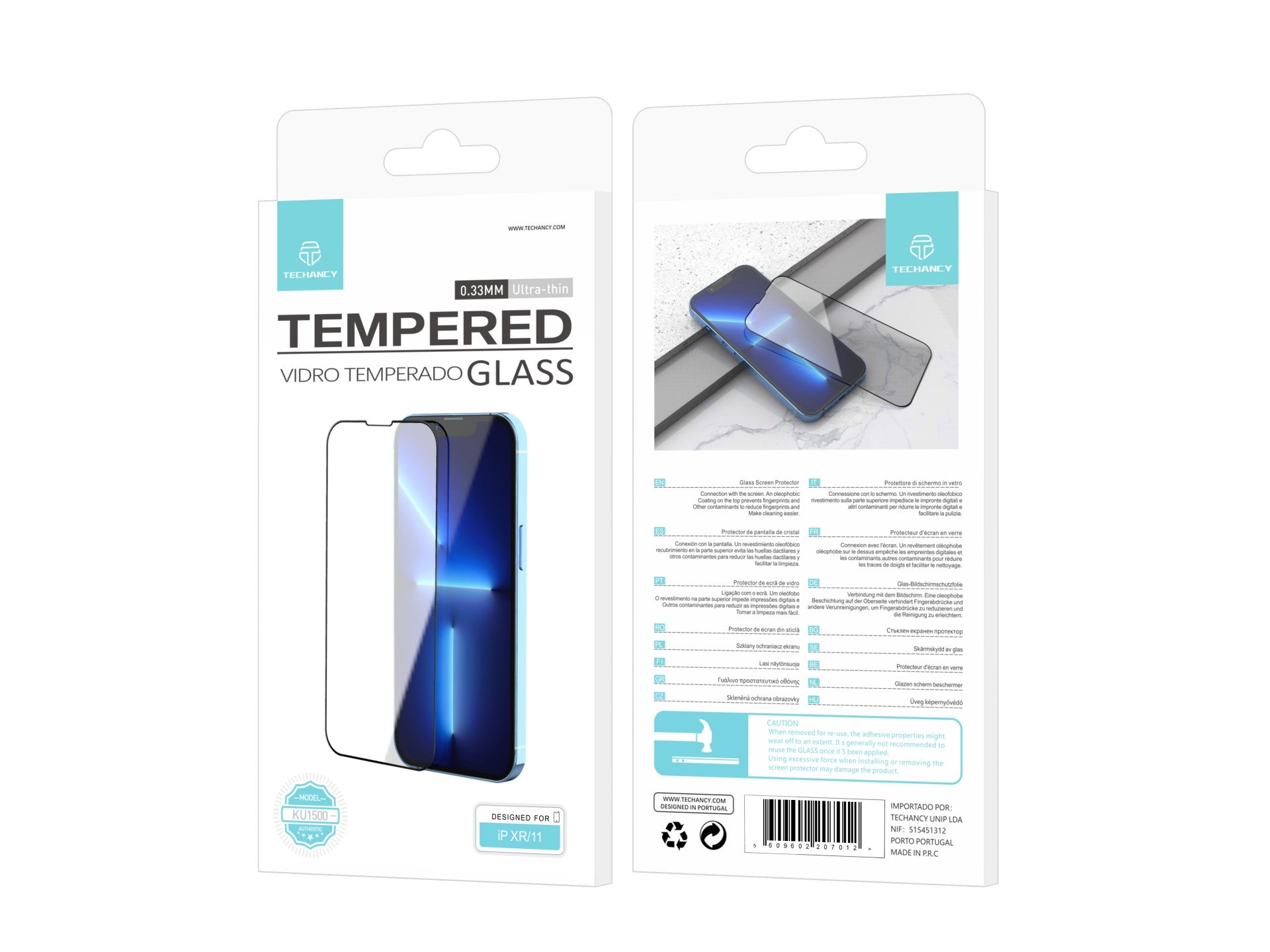 Techancy Película de Vidro Temperado  para iPhone XR/11 KW1500 , 0.33MM, Anti-riscos, Alta Transparência, Fácil Aplicação