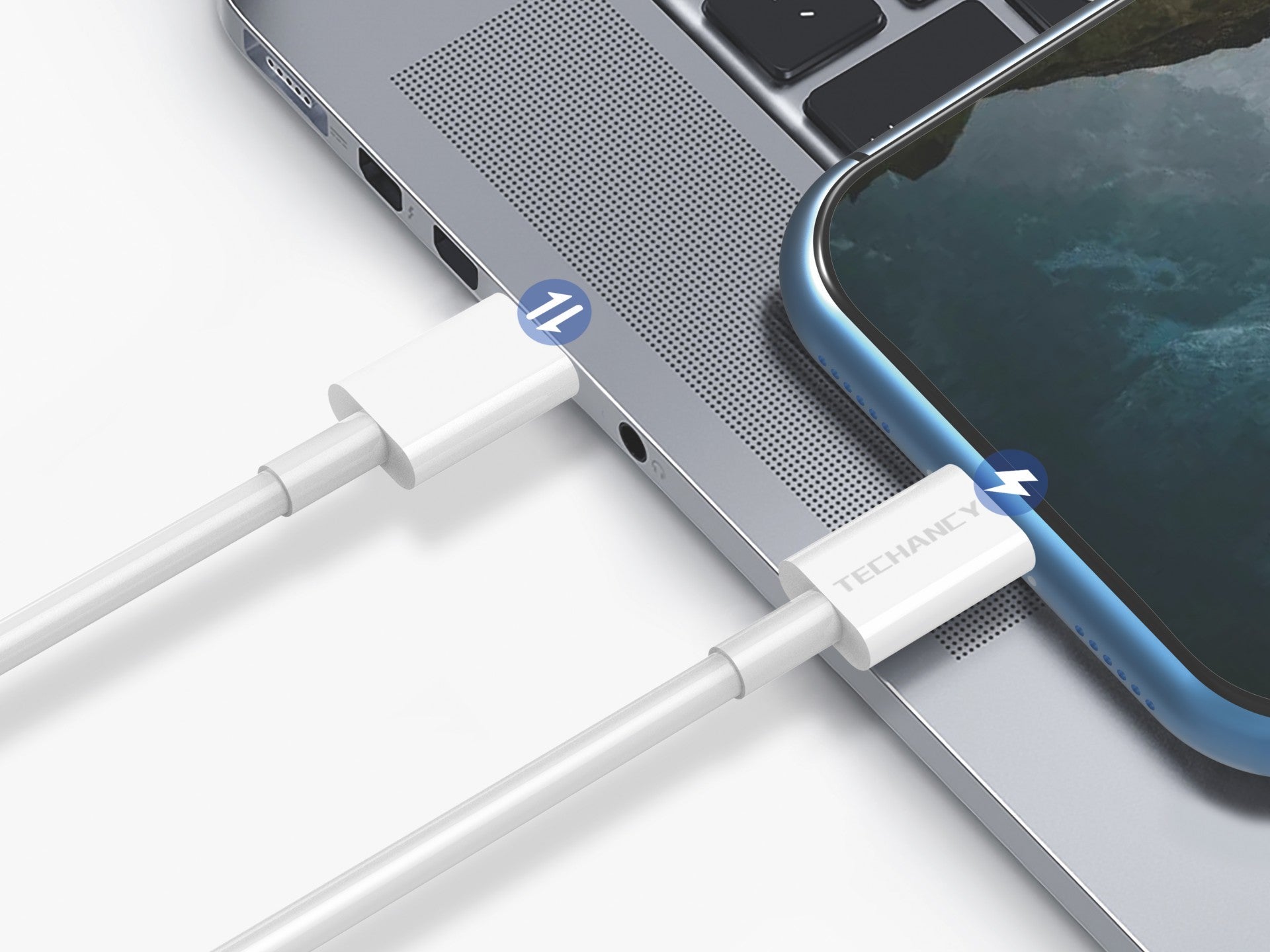 Cable de datos de carga rápida Techancy PD de 18 W, 1,2 m, TB1680, puerto USB-C, IP8/X/11-14, compatible con iPhone y iPad