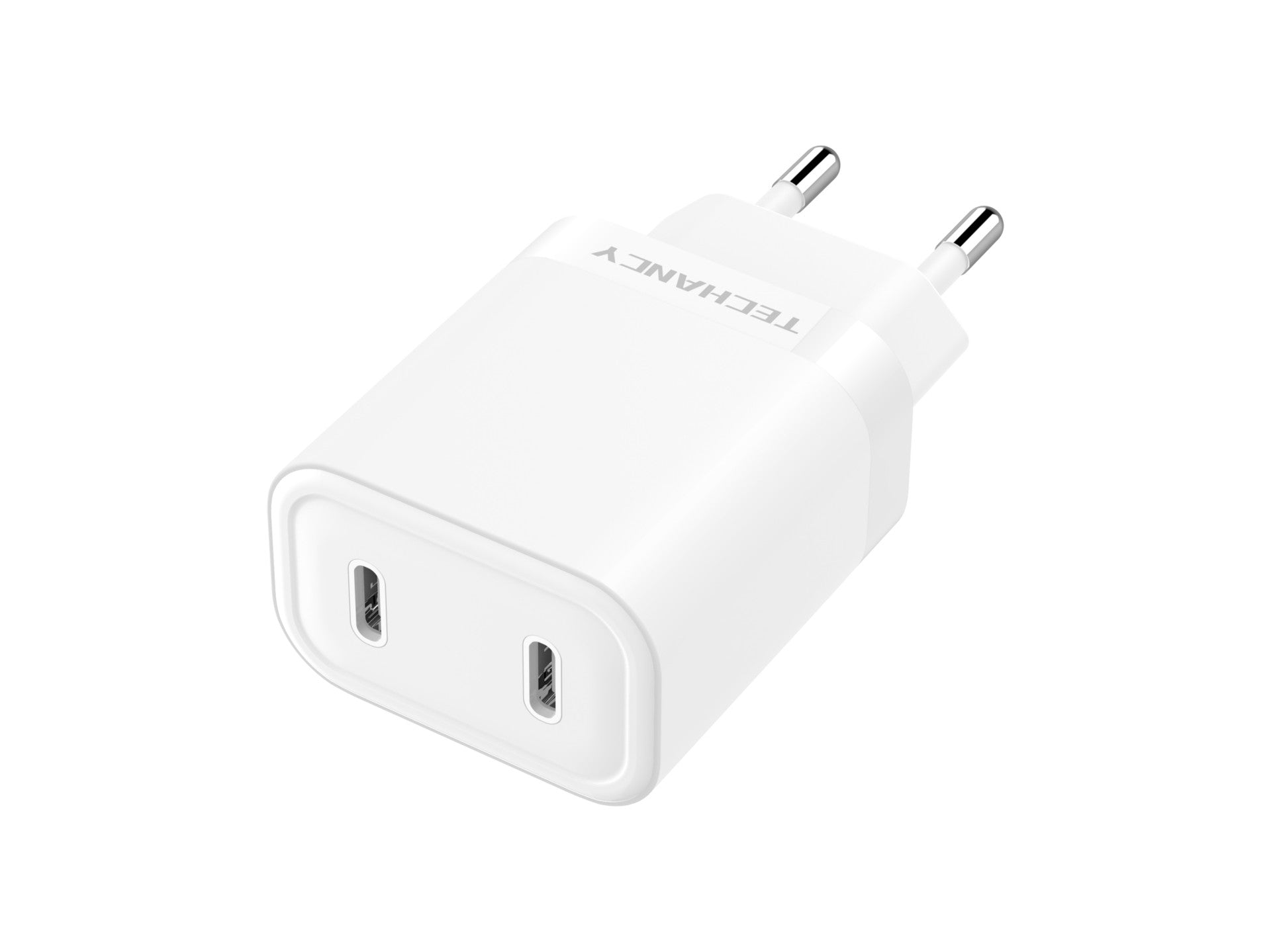 Techancy Carregador 40W Dual USB C PD PPS TA2827 Carregamento rapido para iPhone Android Tablet Adaptador EU Branco