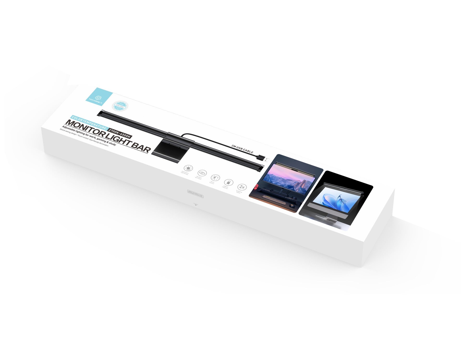 Techancy KR1504 Monitor Light Bar with Touch Control, 3 Color Temperatures, USB, for Office Use, Black