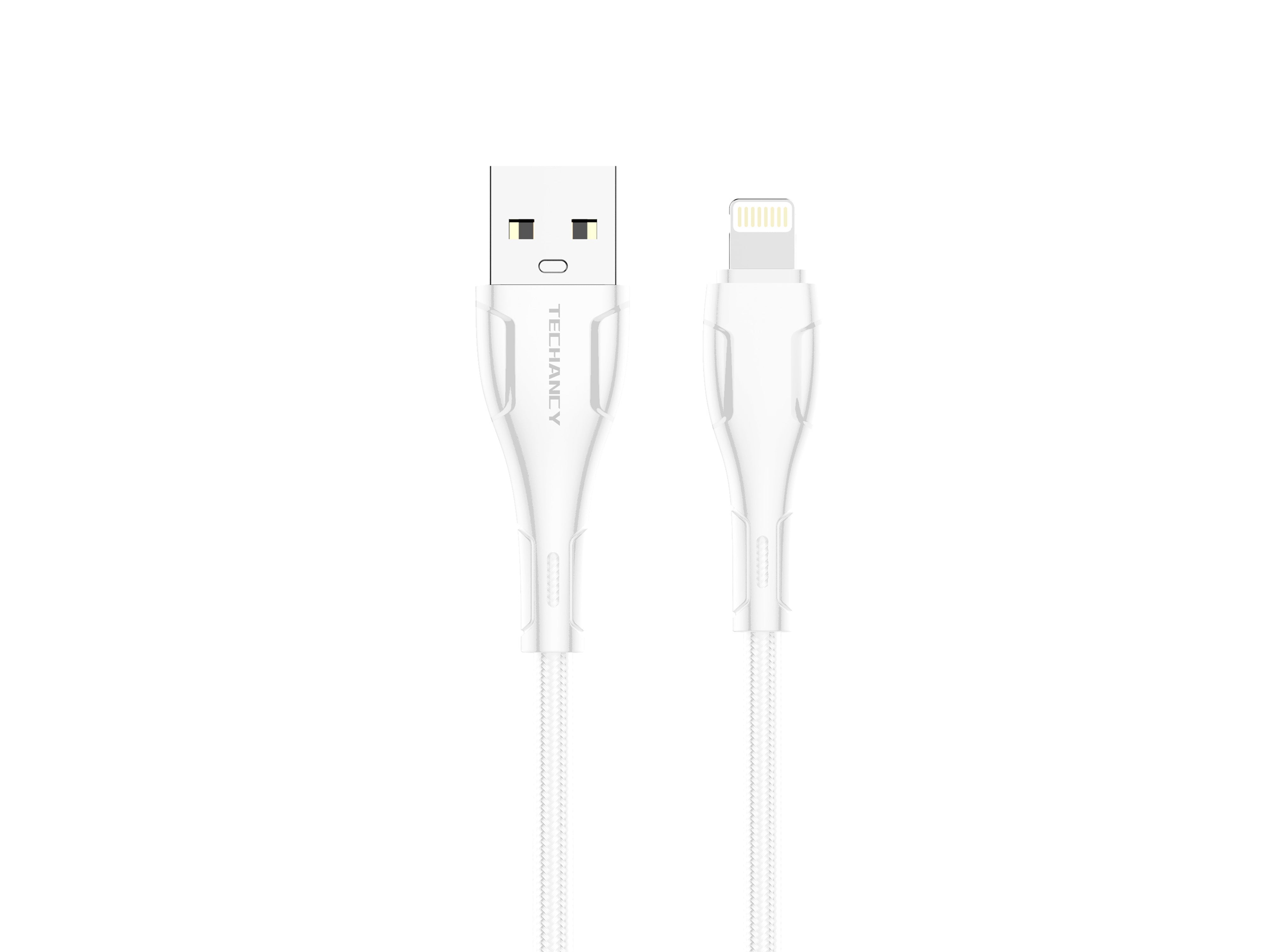 Techancy Cabo De Dados Trançado Usb-Ip8/X/11-14 Branco TB1694, Carregamento De 2,4 A, Transferência De Dados Compatível