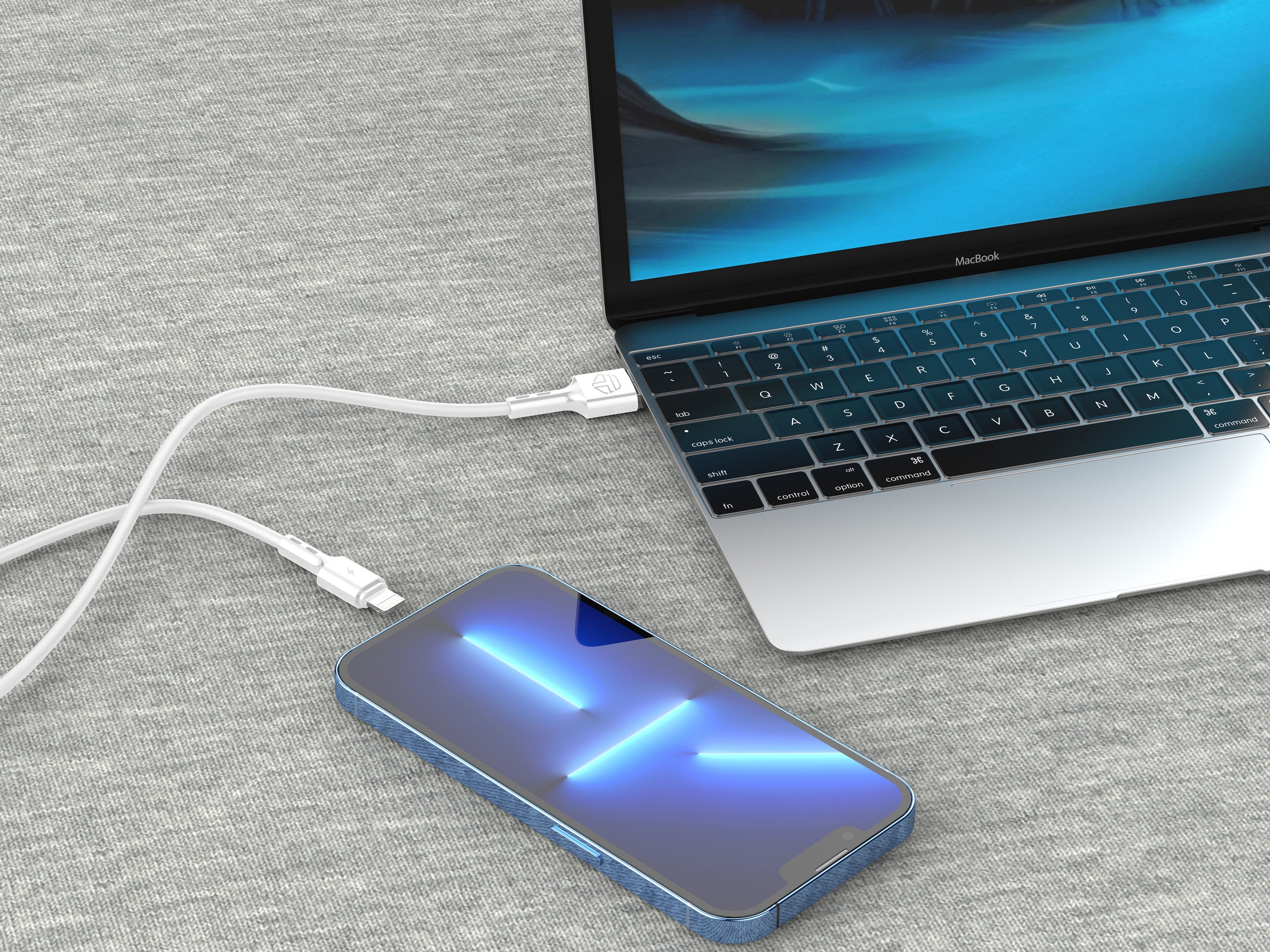 Techancy Cabo De Dados Usb-Ip7/8/x/11-14, TB1738 1M 2,4A Carregamento Rápido, Transferência De Dados, Branco