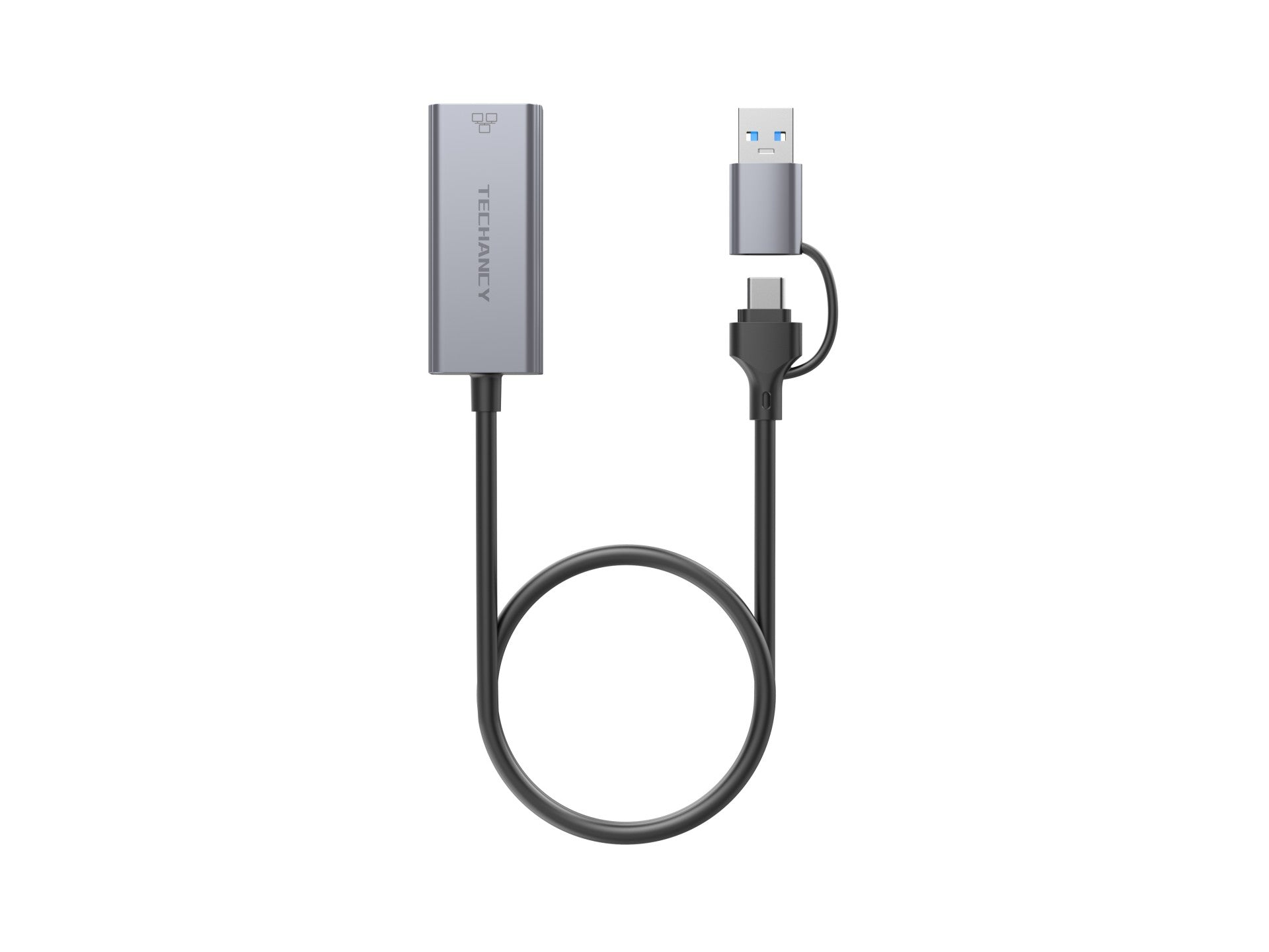 Techancy Adaptador Ethernet  USB-A/USB-C para RJ-45 MG1425 , compatível com Mac OS, iOS, sistemas Windows, 10/100 Mbps