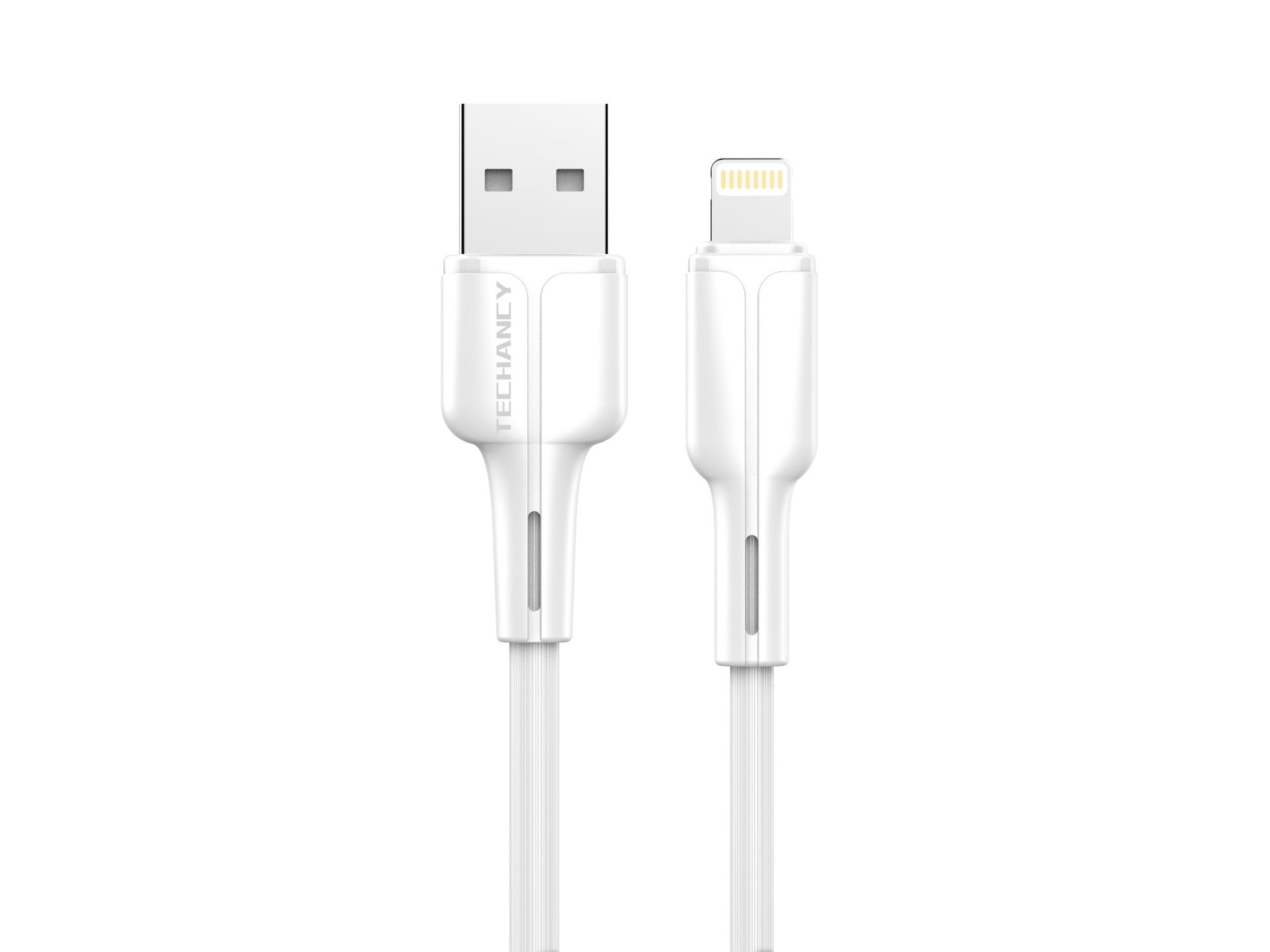 Techancy Cabo De Dados Usb-Lightning Branco 1M TB1659,Carregamento Rápido De 2,4 A, Suporta Transmissão De Dados, Material Pvc