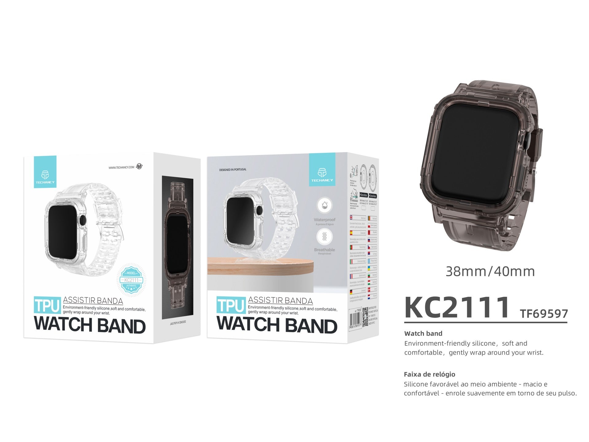 Correa de silicona Techancy KC2111 para reloj, compatible con Apple Watch 38-40 mm, color marrón café.