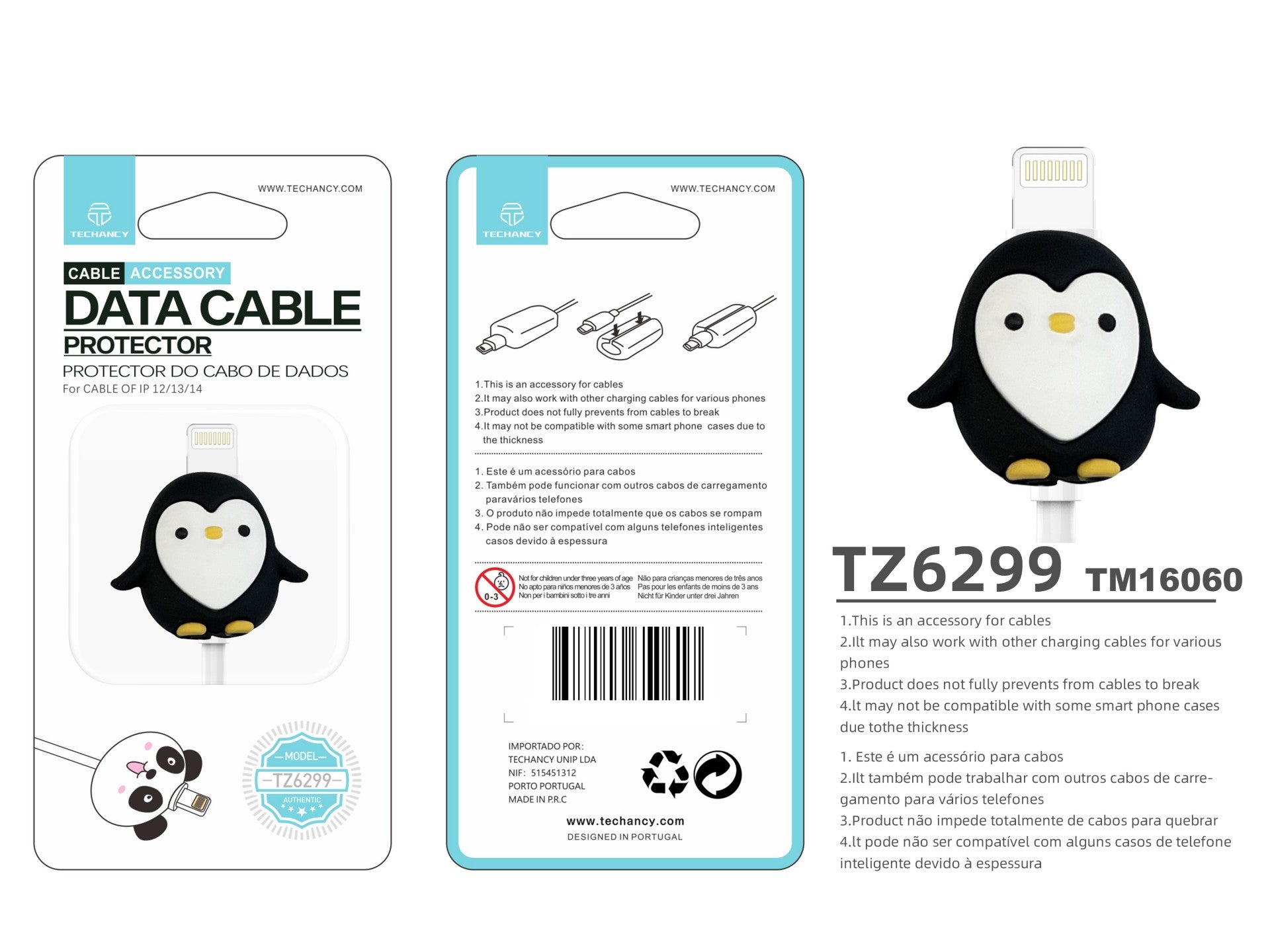 Techancy Protetor De Cabo De Dados TZ6299, Protege O Cabo De Dados Não É Fácil De Partir, Material De Silicone, Padrão Bonito
