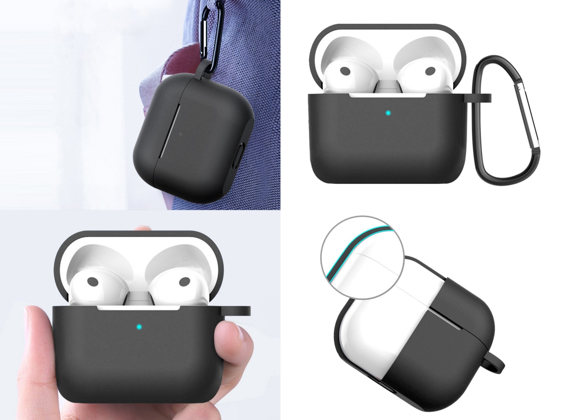 Techancy KC2114 Silicone Protective Earphone Case, Compatible with 3rd Generation AirPods, Black