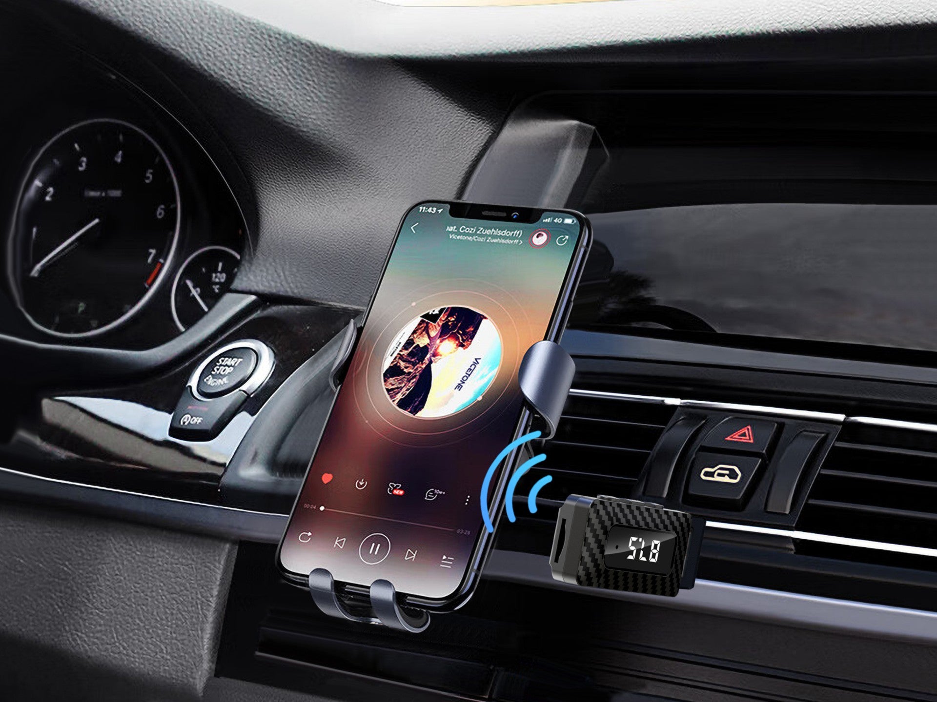Techancy Bts 5.3 Fm Receiver/Transmitter Tq5907, Supports Tf Card Reading, Usb Power Supply, 3.5mm Aux Output.