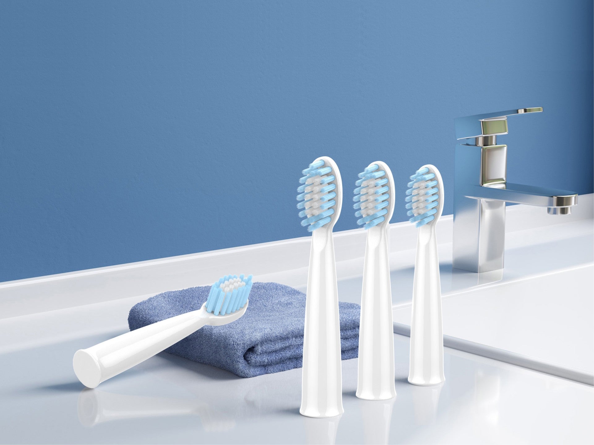 Juego de 4 cabezales de repuesto para cepillo de dientes eléctrico Techancy, KH6202, blanco y azul