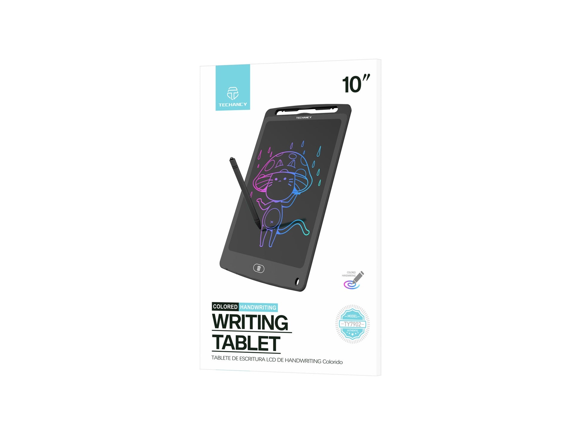 Techancy Tablet De Desenho De Caligrafia  10' TY7902, Lcd Para Desenho A Cores, Fino E Portátil, Apagar Com Um Toque, Preto