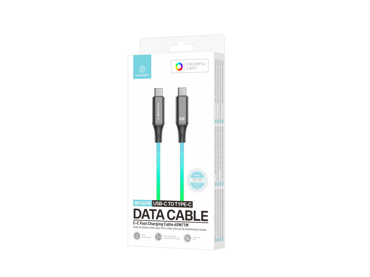 Cabo Techancy RGB 1 m — USB-C para USB-C (TM00358, 3)