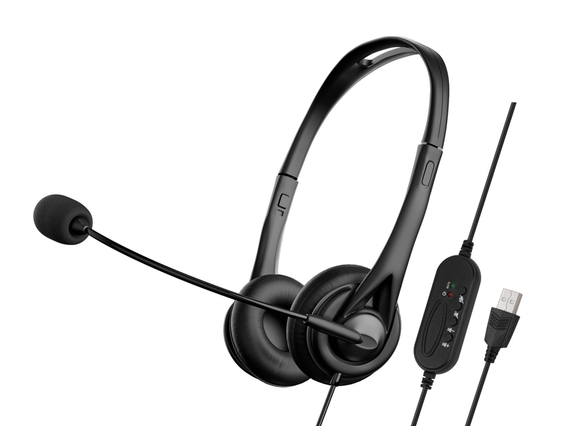 Techancy Auricular USB com Fio TH5234 com Microfone Cancelamento de Ruido para Call Center Escritorio Reunioes Online Compatibel PC Portatil