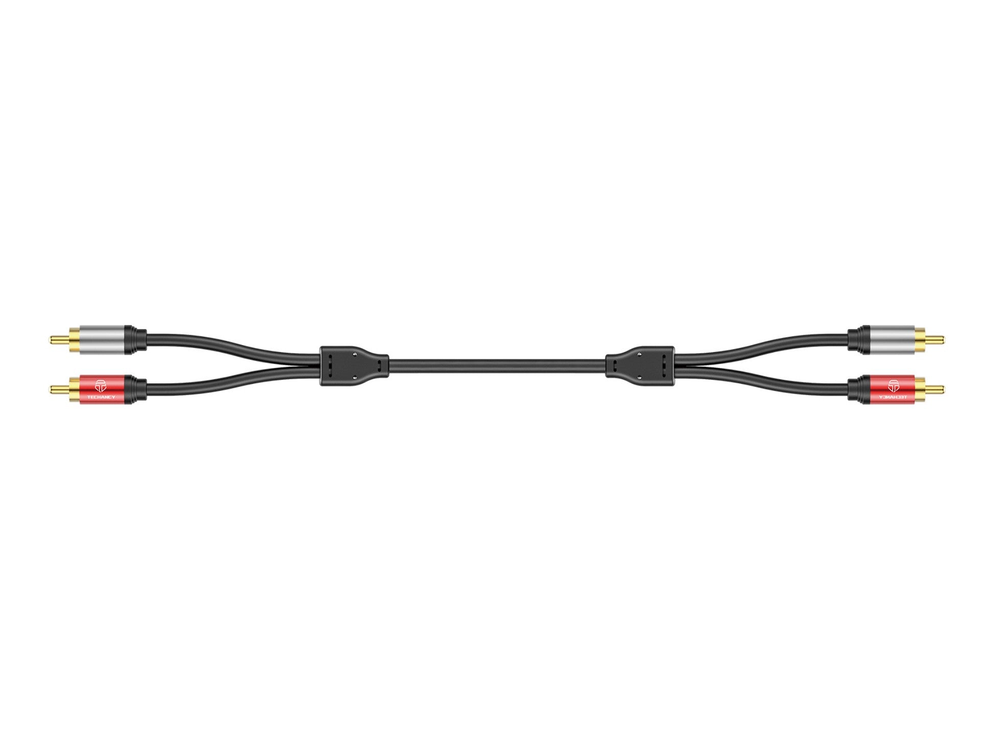 Cabo de áudio Techancy 2RCA para 2RCA 1,8 m, TL7267, preto