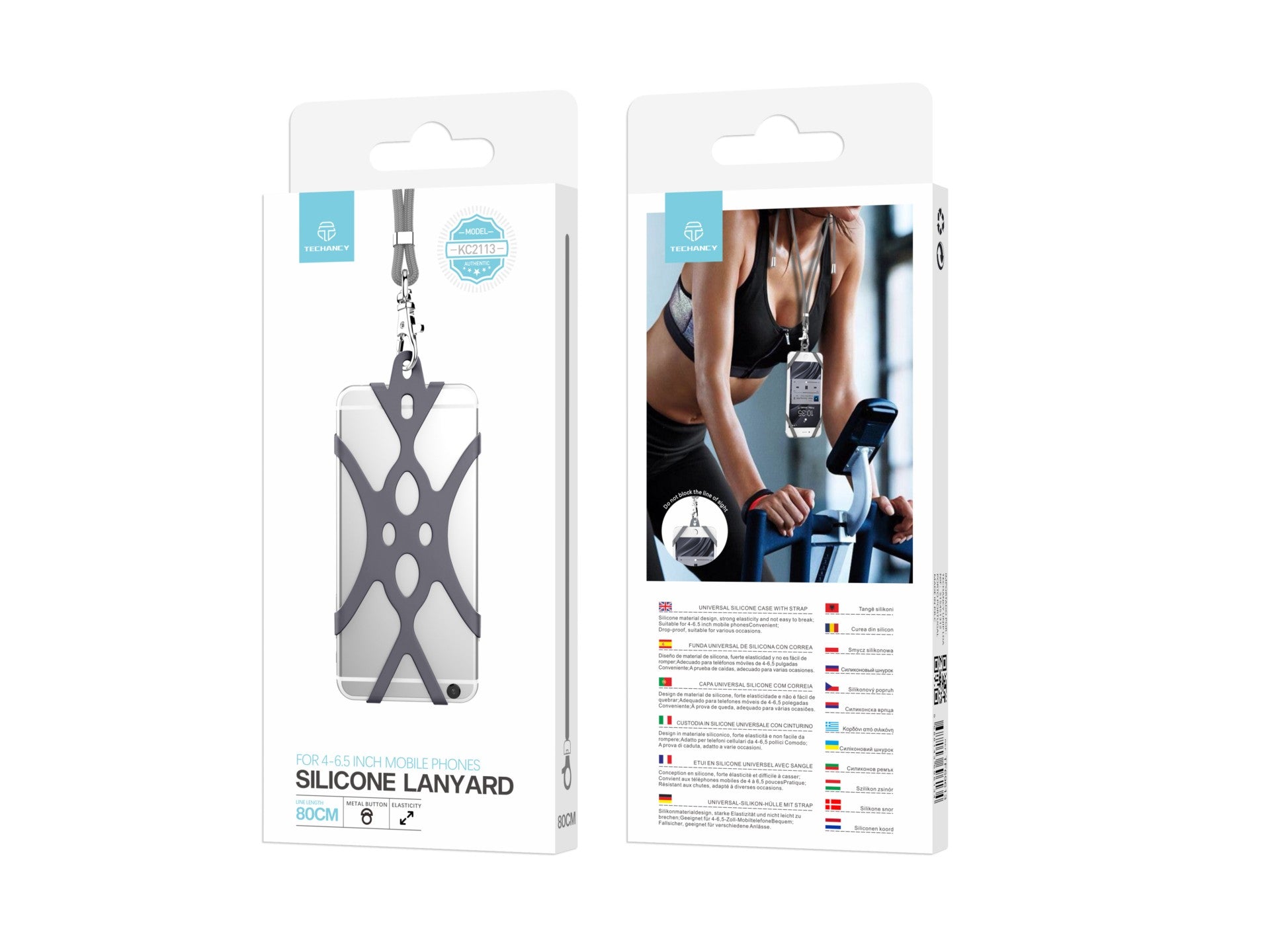 Techancy 80cm Universal Silicone Mobile Phone Holder, KC2113, compatible with all mobile phone models, grey.