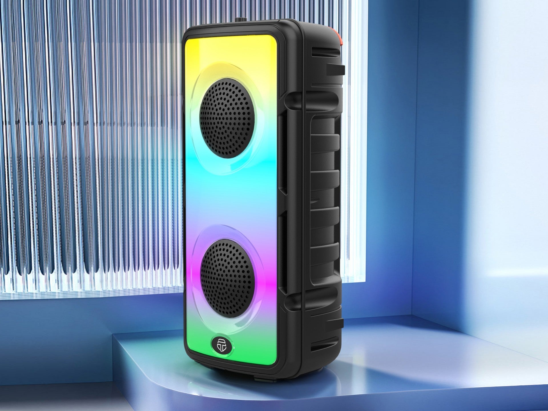 Techancy TH2636 Wireless Bluetooth Speaker, 2*4 Inch Speaker, TWS Stereo Sound, Led Light Rhythms,
