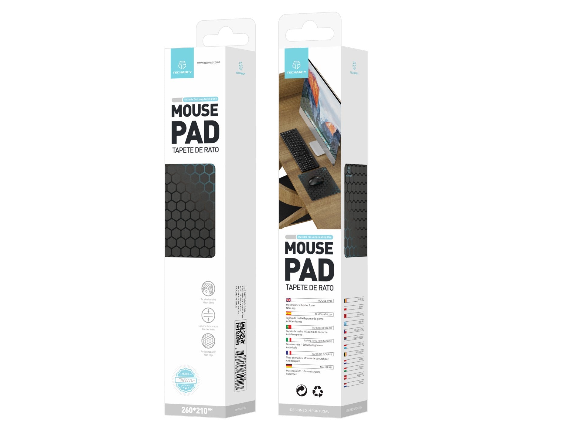 Tapete para rato Techancy 21*26 cm, TW2774, borracha antiderrapante, adequado para jogos de PC, preto