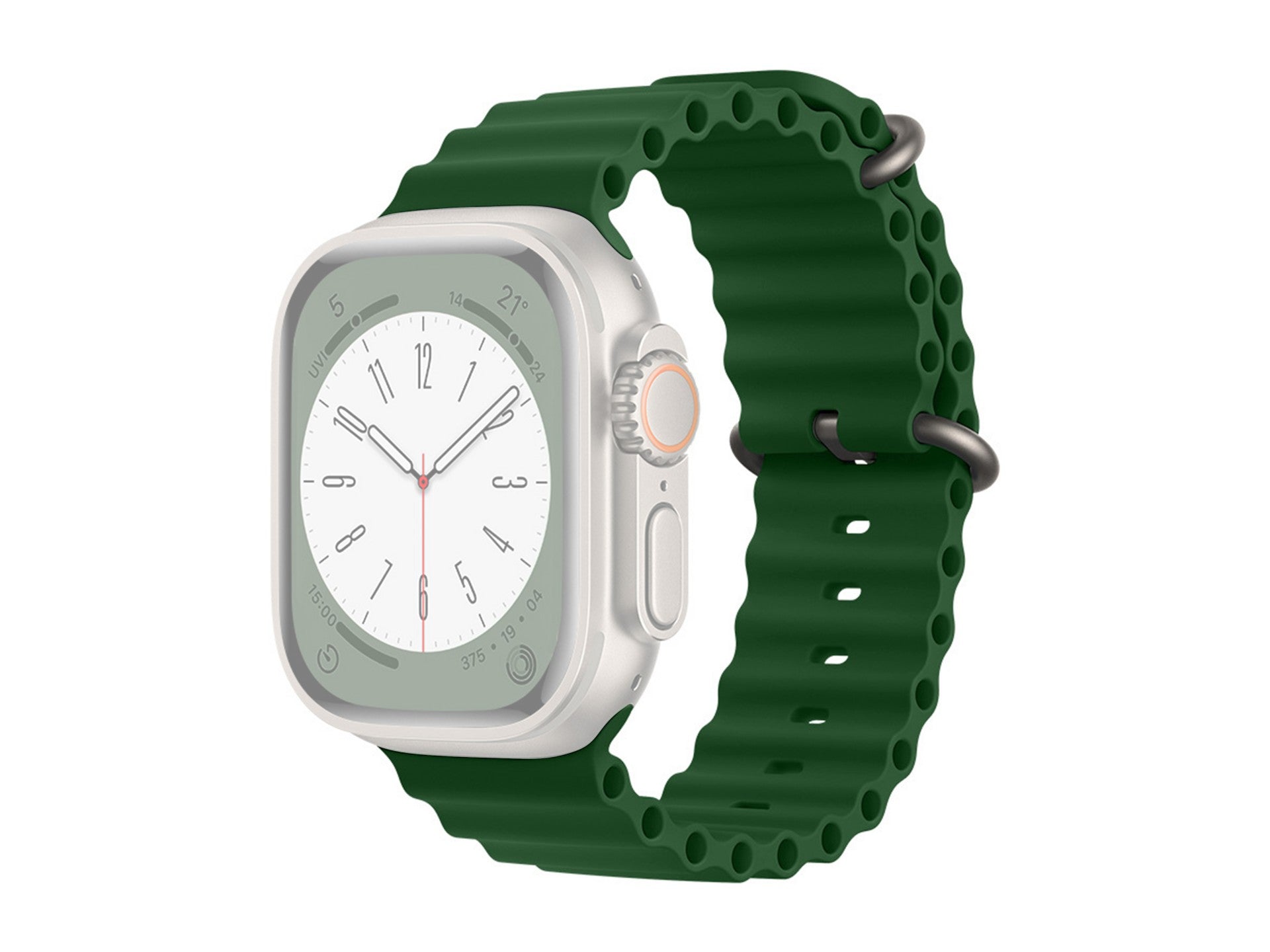 Correa de silicona verde Techancy KC2122, compatible con Apple Watch de 42 mm, 44 mm, 45 mm y 49 mm, de silicona suave.