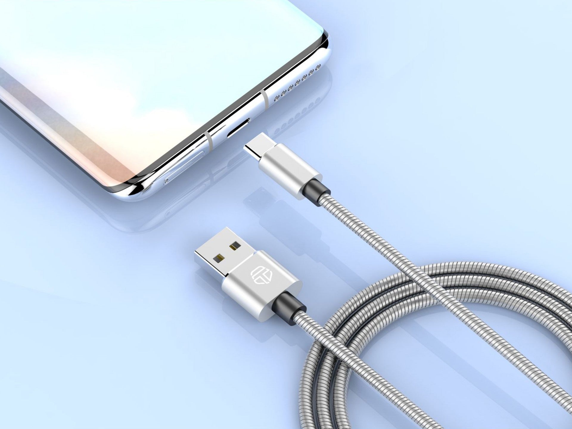 Techancy Cabo De Dados De Alumínio 1m  TB1662, Design Totalmente Metálico, Usb-Tipo C, Carregamento De 2,4a.