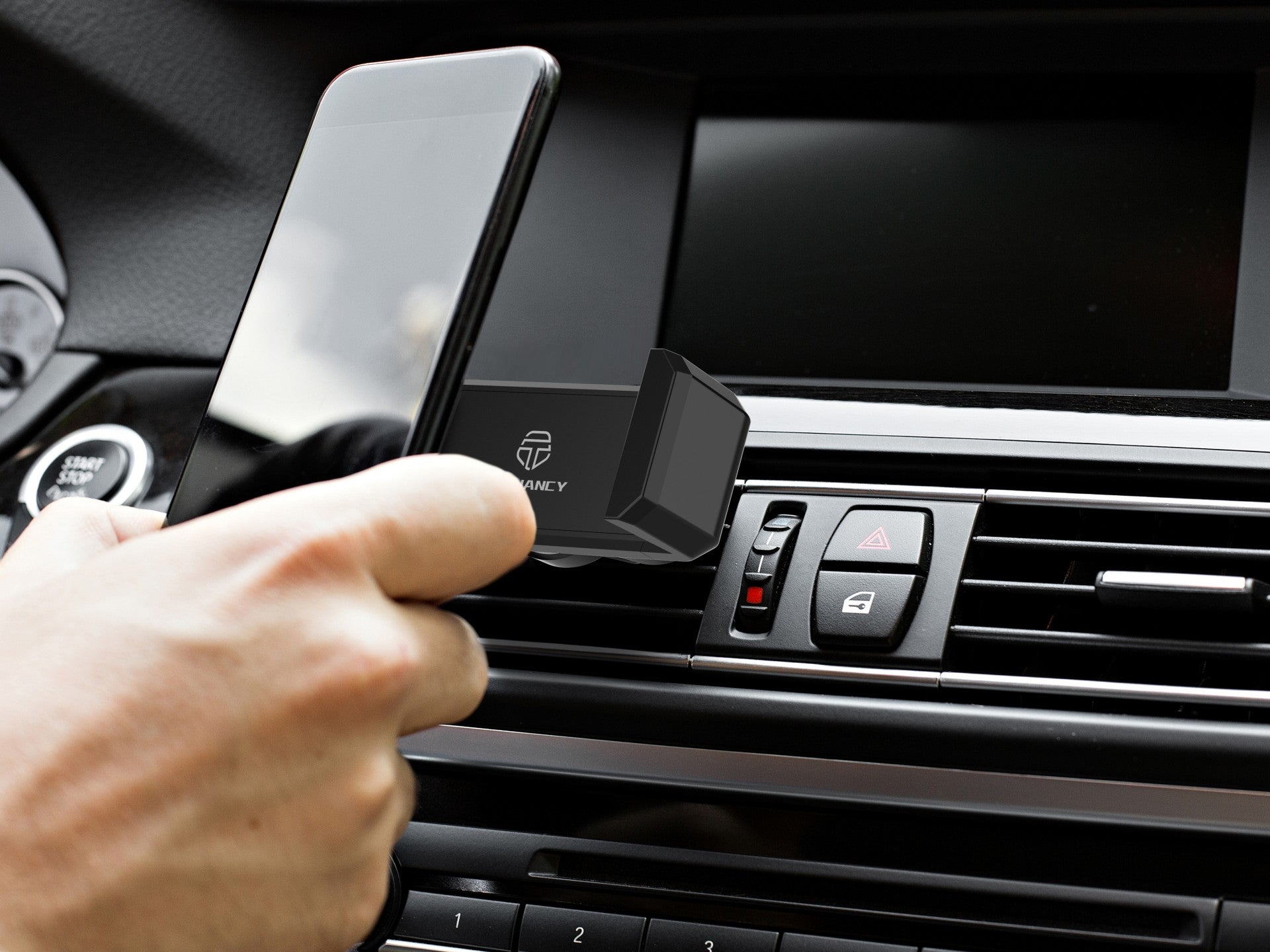 Techancy Ti2280 Car Phone Holder, Black, Anti-Vibration, For 4.7-6.4 Inch Devices, ABS Material