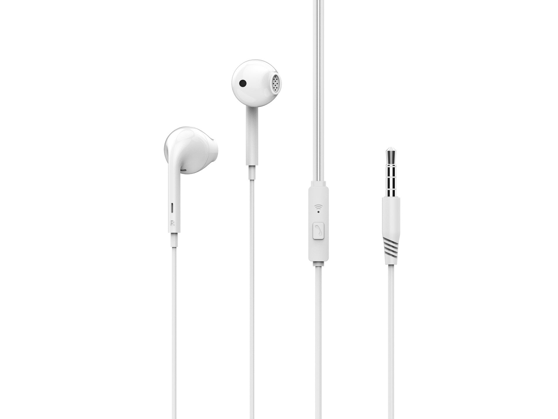 Techancy Auscultadores Intra-Auriculares Brancos 1.2m TD8085 Com Cabo E Microfone, Auscultadores Para Música De 3,5 Mm
