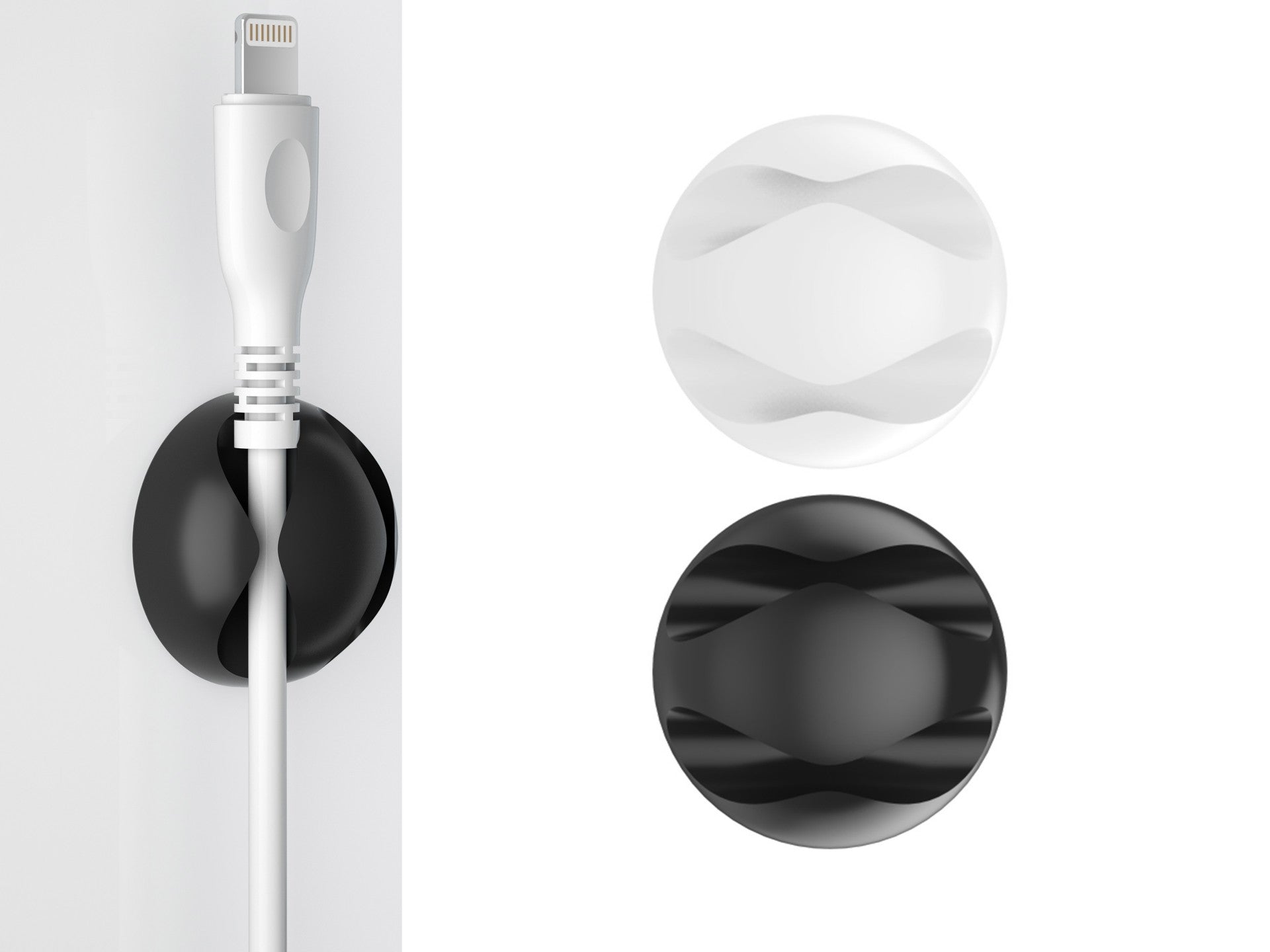 Soporte para cables Techancy TZ6292, paquete de 6, organizador de cables, blanco y negro