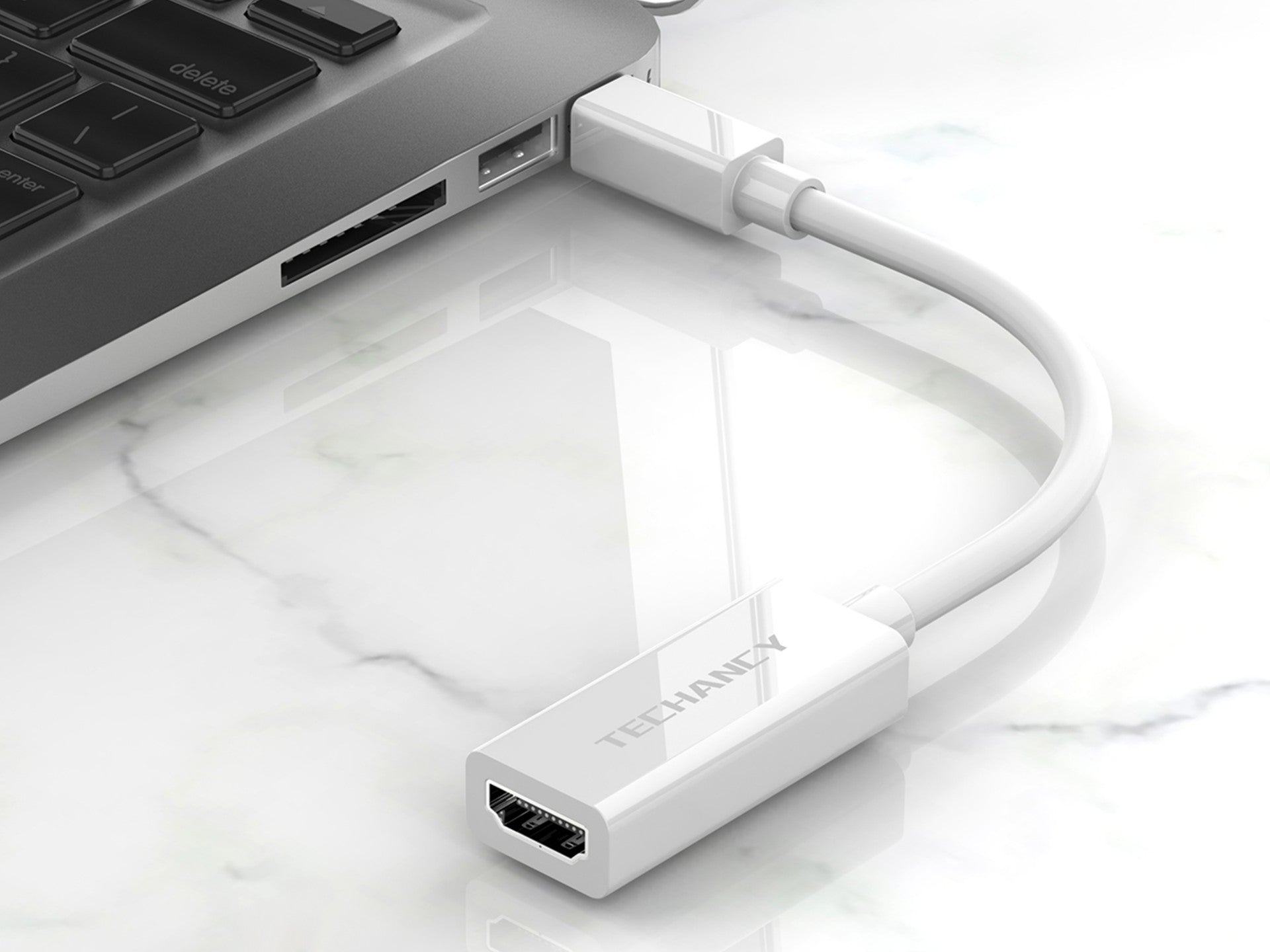 Techancy Mini DP to HDTV Video Adapter, TL7337, 2K HD Streaming, White