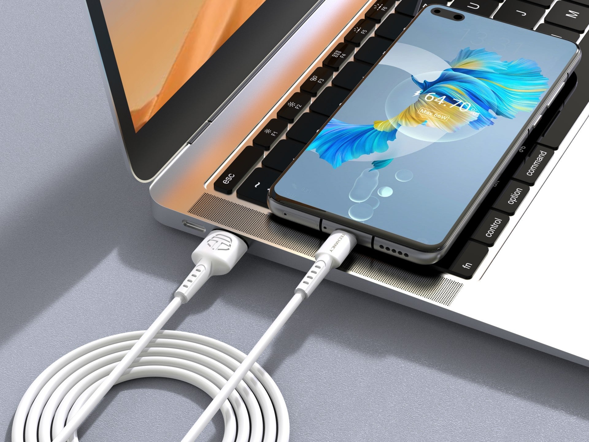 Techancy Cabo De Dados Branco TB1629, Cabo De Carregamento Rápido Usb Para Micro, 3 M/2,4 A, Compatível Com Dispositivos Android